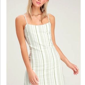 Lulu’s Light Green Striped Mini Dress NWT Size L